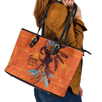 Awareness for Indigenous Orange Day Leather Tote Bag Canadian Indigenous Art - Wonder Print Shop