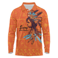 Awareness for Indigenous Orange Day Long Sleeve Polo Shirt Canadian Indigenous Art - Wonder Print Shop