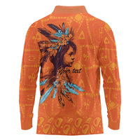Awareness for Indigenous Orange Day Long Sleeve Polo Shirt Canadian Indigenous Art - Wonder Print Shop