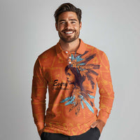 Awareness for Indigenous Orange Day Long Sleeve Polo Shirt Canadian Indigenous Art - Wonder Print Shop
