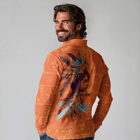 Awareness for Indigenous Orange Day Long Sleeve Polo Shirt Canadian Indigenous Art - Wonder Print Shop