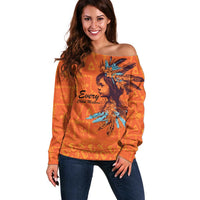 Awareness for Indigenous Orange Day Off Shoulder Sweater Canadian Indigenous Art - Wonder Print Shop