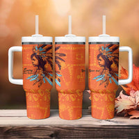 Awareness for Indigenous Orange Day Tumbler With Handle Canadian Indigenous Art - Wonder Print Shop