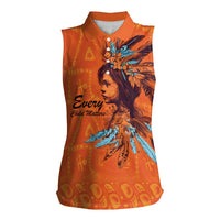 Awareness for Indigenous Orange Day Women Sleeveless Polo Shirt Canadian Indigenous Art - Wonder Print Shop