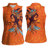 Awareness for Indigenous Orange Day Women Sleeveless Polo Shirt Canadian Indigenous Art - Wonder Print Shop