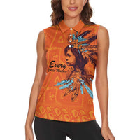 Awareness for Indigenous Orange Day Women Sleeveless Polo Shirt Canadian Indigenous Art - Wonder Print Shop