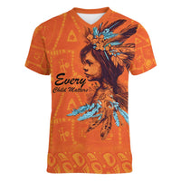 Awareness for Indigenous Orange Day Women V-Neck T-Shirt Canadian Indigenous Art - Wonder Print Shop