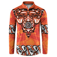 Awareness for Indigenous Orange Day Button Sweatshirt Haida Spirit Animals - Wonder Print Shop