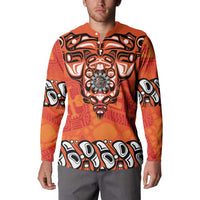 Awareness for Indigenous Orange Day Button Sweatshirt Haida Spirit Animals - Wonder Print Shop