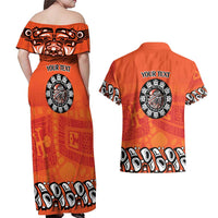 Awareness for Indigenous Orange Day Couples Matching Off Shoulder Maxi Dress and Hawaiian Shirt Haida Spirit Animals - Wonder Print Shop