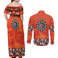Awareness for Indigenous Orange Day Couples Matching Off Shoulder Maxi Dress and Long Sleeve Button Shirt Haida Spirit Animals - Wonder Print Shop