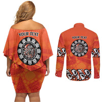Awareness for Indigenous Orange Day Couples Matching Off Shoulder Short Dress and Long Sleeve Button Shirt Haida Spirit Animals - Wonder Print Shop