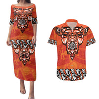 Awareness for Indigenous Orange Day Couples Matching Puletasi and Hawaiian Shirt Haida Spirit Animals - Wonder Print Shop