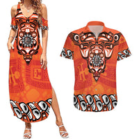 Awareness for Indigenous Orange Day Couples Matching Summer Maxi Dress and Hawaiian Shirt Haida Spirit Animals - Wonder Print Shop