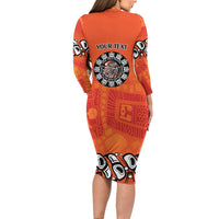 Awareness for Indigenous Orange Day Family Matching Long Sleeve Bodycon Dress and Hawaiian Shirt Haida Spirit Animals - Wonder Print Shop