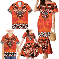 Awareness for Indigenous Orange Day Family Matching Mermaid Dress and Hawaiian Shirt Haida Spirit Animals - Wonder Print Shop