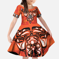 Awareness for Indigenous Orange Day Family Matching Off The Shoulder Long Sleeve Dress and Hawaiian Shirt Haida Spirit Animals - Wonder Print Shop
