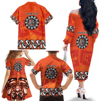 Awareness for Indigenous Orange Day Family Matching Off The Shoulder Long Sleeve Dress and Hawaiian Shirt Haida Spirit Animals - Wonder Print Shop