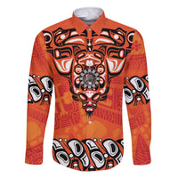 Awareness for Indigenous Orange Day Family Matching Off The Shoulder Long Sleeve Dress and Hawaiian Shirt Haida Spirit Animals - Wonder Print Shop