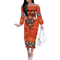 Awareness for Indigenous Orange Day Family Matching Off The Shoulder Long Sleeve Dress and Hawaiian Shirt Haida Spirit Animals - Wonder Print Shop