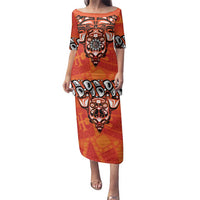 Awareness for Indigenous Orange Day Family Matching Puletasi and Hawaiian Shirt Haida Spirit Animals - Wonder Print Shop