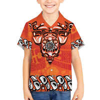 Awareness for Indigenous Orange Day Family Matching Puletasi and Hawaiian Shirt Haida Spirit Animals - Wonder Print Shop