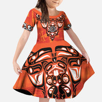 Awareness for Indigenous Orange Day Family Matching Short Sleeve Bodycon Dress and Hawaiian Shirt Haida Spirit Animals - Wonder Print Shop