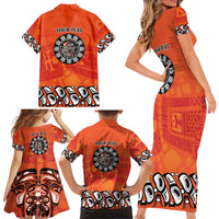 Awareness for Indigenous Orange Day Family Matching Short Sleeve Bodycon Dress and Hawaiian Shirt Haida Spirit Animals - Wonder Print Shop