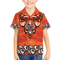 Awareness for Indigenous Orange Day Family Matching Short Sleeve Bodycon Dress and Hawaiian Shirt Haida Spirit Animals - Wonder Print Shop