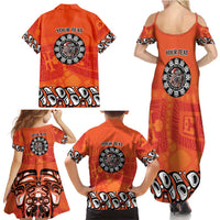 Awareness for Indigenous Orange Day Family Matching Summer Maxi Dress and Hawaiian Shirt Haida Spirit Animals - Wonder Print Shop