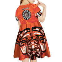 Awareness for Indigenous Orange Day Kid Short Sleeve Dress Haida Spirit Animals - Wonder Print Shop