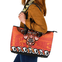 Awareness for Indigenous Orange Day Leather Tote Bag Haida Spirit Animals - Wonder Print Shop