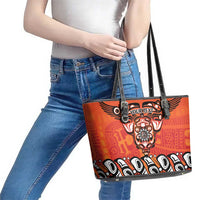 Awareness for Indigenous Orange Day Leather Tote Bag Haida Spirit Animals - Wonder Print Shop
