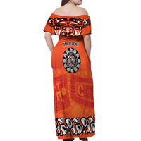 Awareness for Indigenous Orange Day Off Shoulder Maxi Dress Haida Spirit Animals - Wonder Print Shop