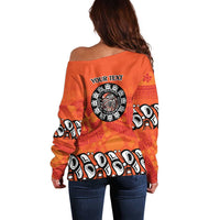 Awareness for Indigenous Orange Day Off Shoulder Sweater Haida Spirit Animals - Wonder Print Shop