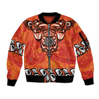 Awareness for Indigenous Orange Day Sleeve Zip Bomber Jacket Haida Spirit Animals - Wonder Print Shop