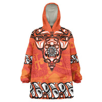 Awareness for Indigenous Orange Day Wearable Blanket Hoodie Haida Spirit Animals - Wonder Print Shop