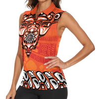 Awareness for Indigenous Orange Day Women Sleeveless Polo Shirt Haida Spirit Animals - Wonder Print Shop