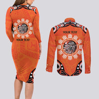 Awareness for Indigenous Orange Day Couples Matching Long Sleeve Bodycon Dress and Long Sleeve Button Shirt Kindness and Equality - Wonder Print Shop