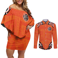 Awareness for Indigenous Orange Day Couples Matching Off Shoulder Short Dress and Long Sleeve Button Shirt Kindness and Equality - Wonder Print Shop