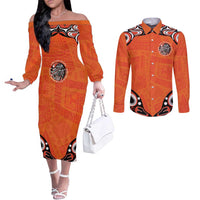 Awareness for Indigenous Orange Day Couples Matching Off The Shoulder Long Sleeve Dress and Long Sleeve Button Shirt Kindness and Equality - Wonder Print Shop