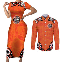 Awareness for Indigenous Orange Day Couples Matching Short Sleeve Bodycon Dress and Long Sleeve Button Shirt Kindness and Equality - Wonder Print Shop