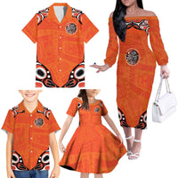 Awareness for Indigenous Orange Day Family Matching Off The Shoulder Long Sleeve Dress and Hawaiian Shirt Kindness and Equality - Wonder Print Shop