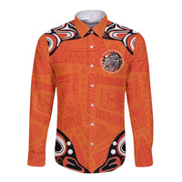 Awareness for Indigenous Orange Day Long Sleeve Button Shirt Kindness and Equality - Wonder Print Shop