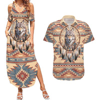 Indigenous Peoples Day Couples Matching Summer Maxi Dress and Hawaiian Shirt Native American Dream Catcher Wolf Tribal-inspired - Wonder Print Shop