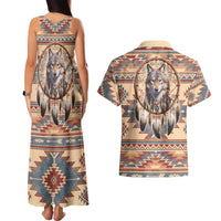 Indigenous Peoples Day Couples Matching Tank Maxi Dress and Hawaiian Shirt Native American Dream Catcher Wolf Tribal-inspired - Wonder Print Shop