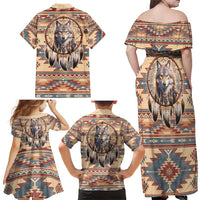 Indigenous Peoples Day Family Matching Off Shoulder Maxi Dress and Hawaiian Shirt Native American Dream Catcher Wolf Tribal-inspired - Wonder Print Shop