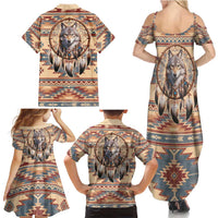 Indigenous Peoples Day Family Matching Summer Maxi Dress and Hawaiian Shirt Native American Dream Catcher Wolf Tribal-inspired - Wonder Print Shop