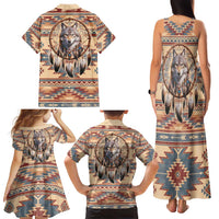 Indigenous Peoples Day Family Matching Tank Maxi Dress and Hawaiian Shirt Native American Dream Catcher Wolf Tribal-inspired - Wonder Print Shop