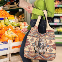Indigenous Peoples Day Grocery Bag Native American Dream Catcher Wolf Tribal-inspired - Wonder Print Shop